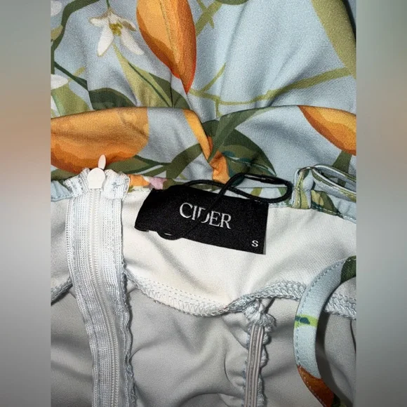 Cider Orange and Green Floral Mini Dress - Picture 3 of 9